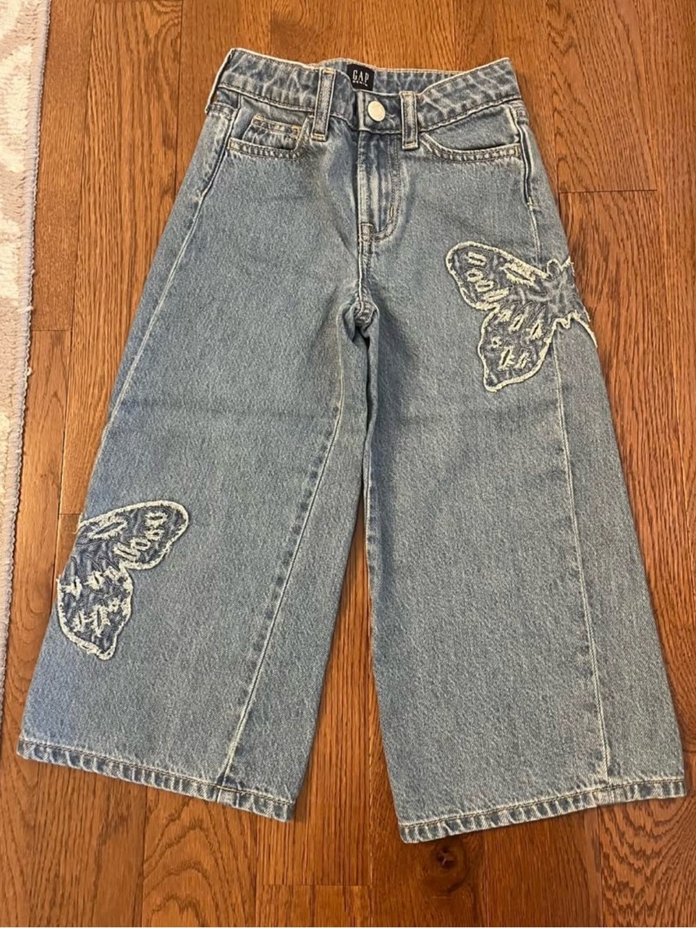 GAP Light Blue Wide-Leg Jeans with Butterfly Appliqués